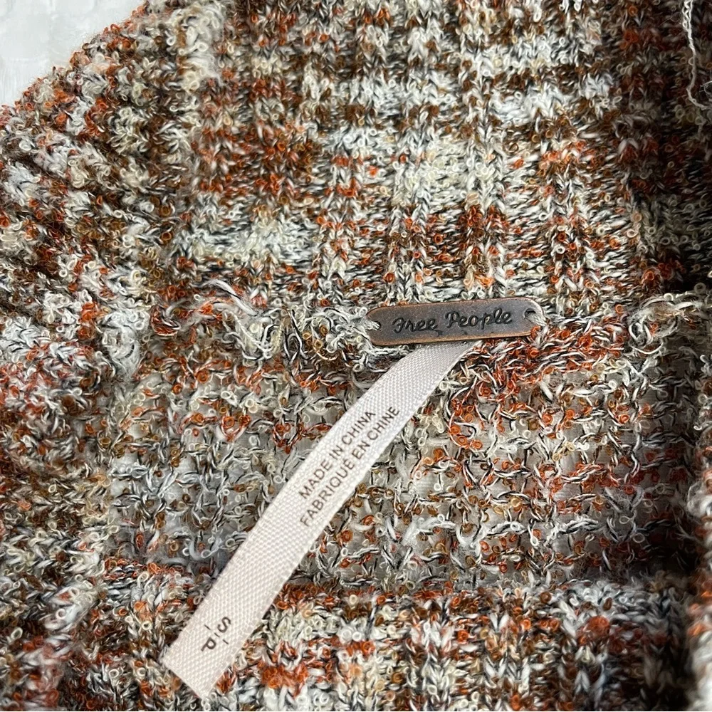 Free People Blair Sweater‎ Small Mock Neck Pullover Loose Weave Space Dye